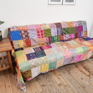 イカットサリーパッチワークベッドカバー　150cm×225cm