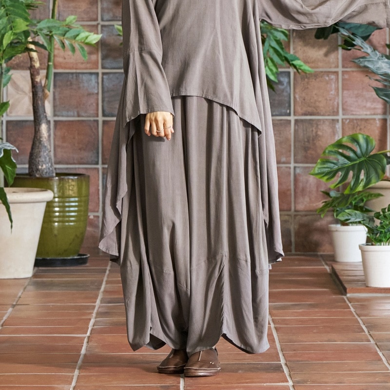 レーヨン切り替えバルーンパンツ　【メール便可】