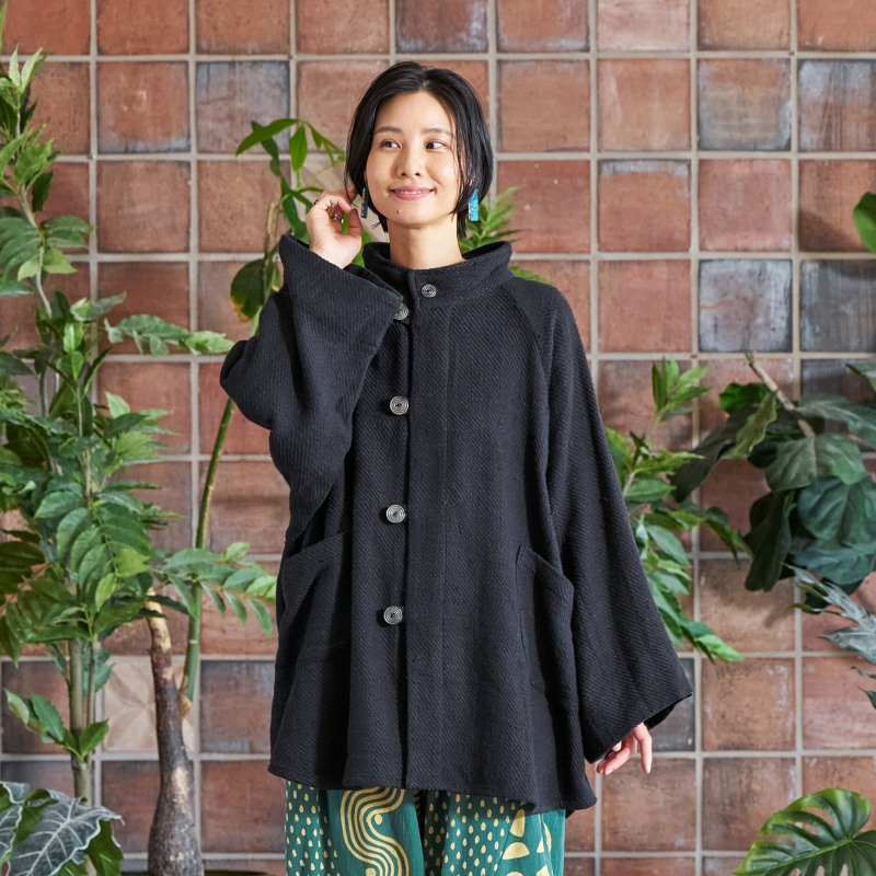 コットン厚手ポンチョジャケット