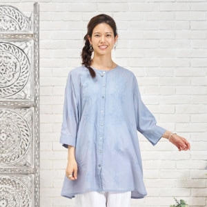 ラクノウ刺繍前開きチュニックブラウス｜マライカ公式通販