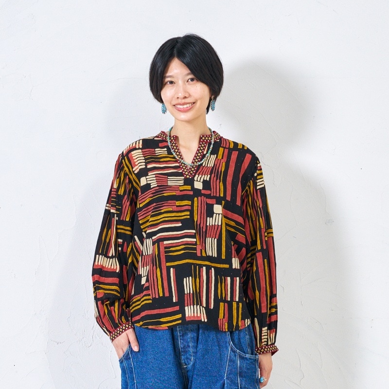 コットンラインプリントプルオーバー