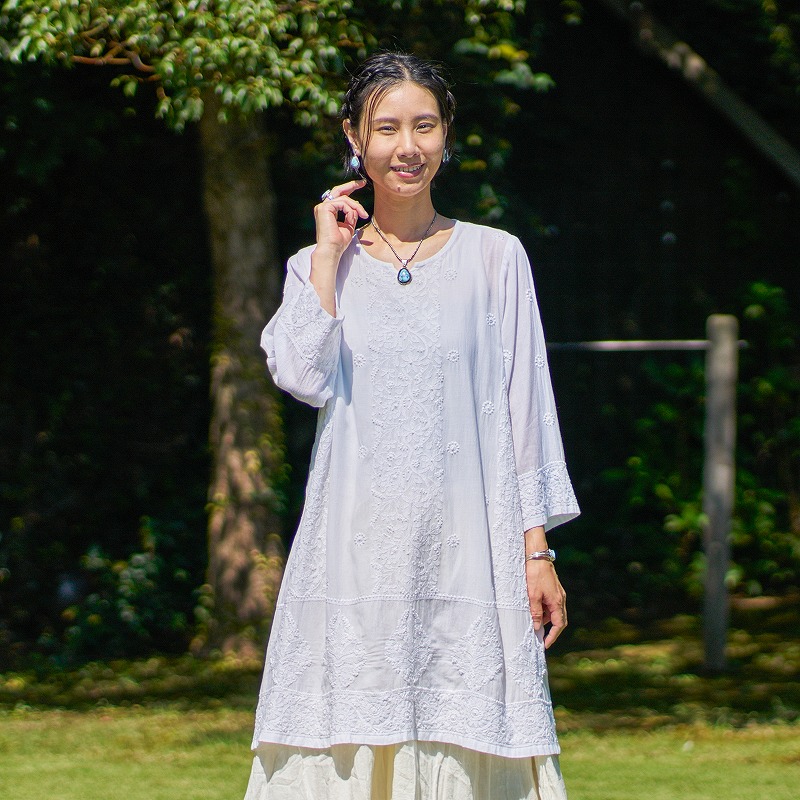 テリーボイル総ラクノウ刺繍ワンピース