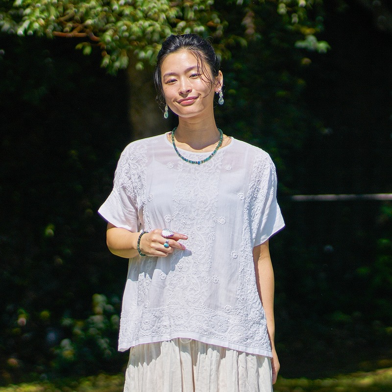 テリーボイル総ラクノウ刺繍プルオーバー