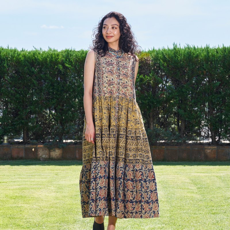 カラムカリティアード前あきワンピース