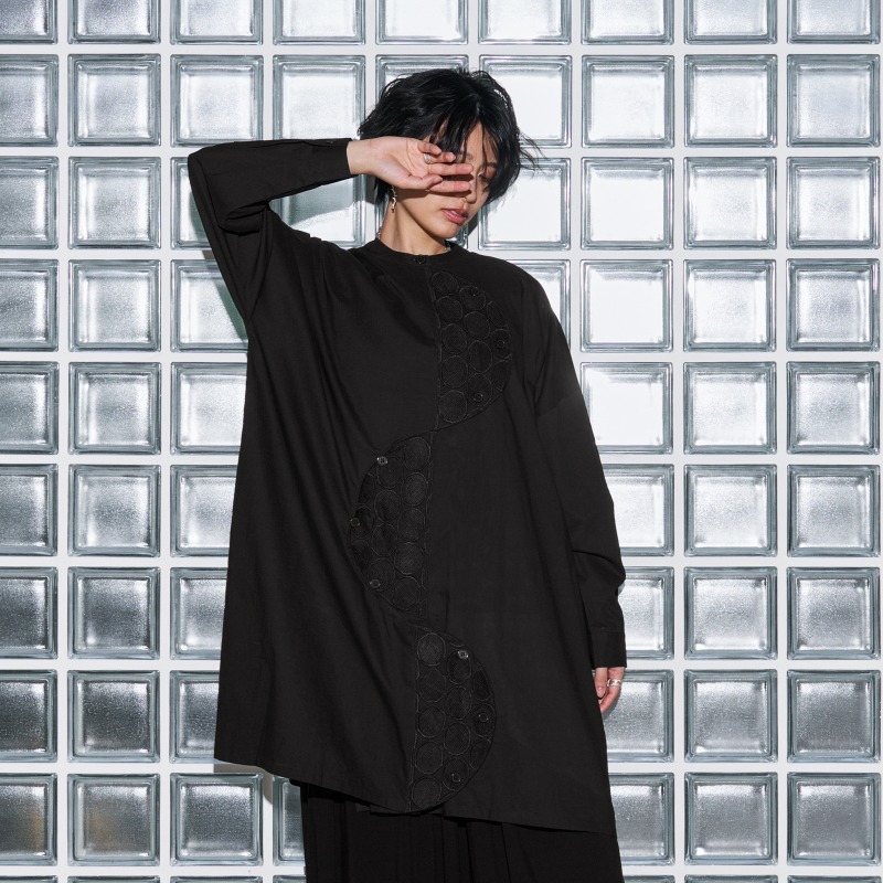 コットンドットレースサークルブラウス