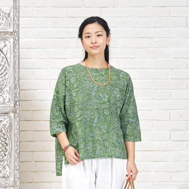 フラワーブロックドルマンプルオーバー　【メール便可】