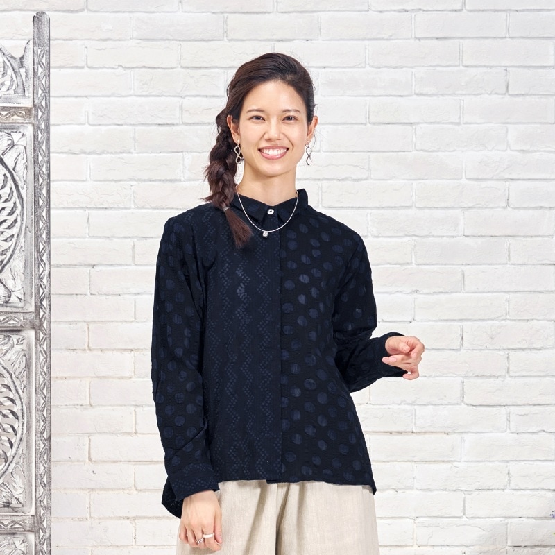 ☆新品 未使用　MALIKA マライカ トップス ミラーワーク ネイビー 紺色☆ トップス｜マライカ公式通販