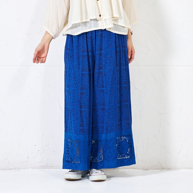レーヨンレースプリントパンツ