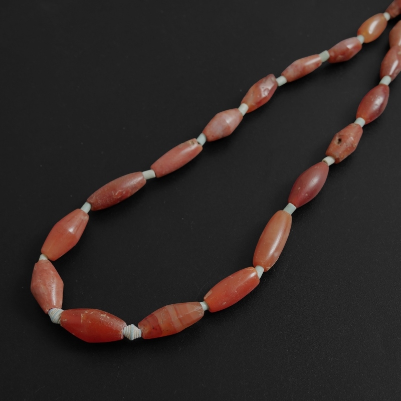 ファイアンスビーズ＆カーネリアン一連 【Faience beads/Old Carnelian