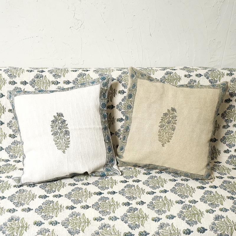 ブロックプリント手織りコットンクッションカバー　【メール便可】