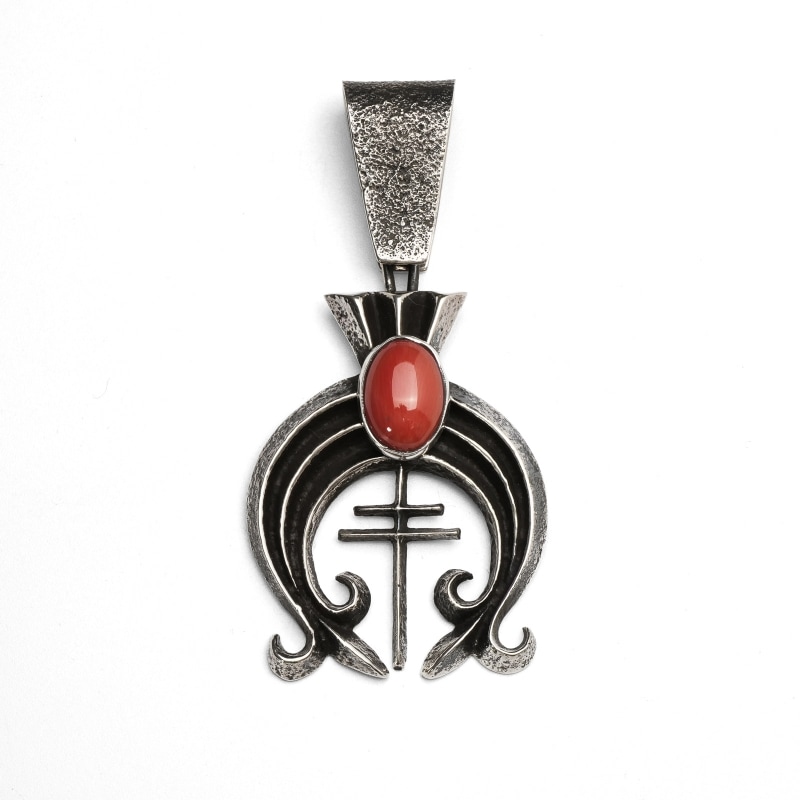 １点物 フォシルコーラル珊瑚化石ペンダントトップ ｜ フォッシルコーラル 天然石アクセサリー ナチュラル ピンクコーラルのネイティブデザイン・ペンダント