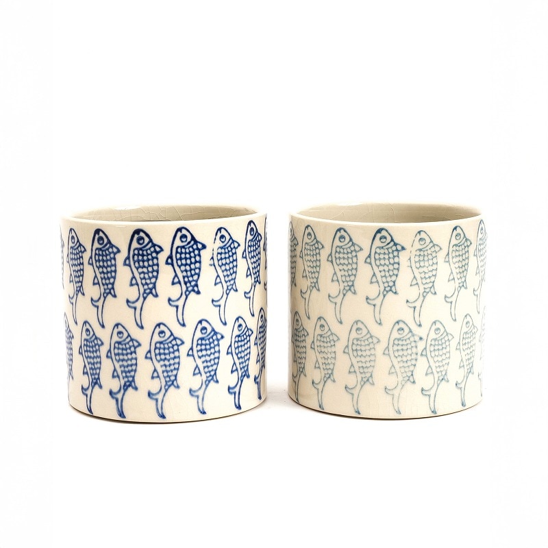 サカナスタンプセラミックプランター 植木鉢 3.5号鉢｜マライカ公式通販