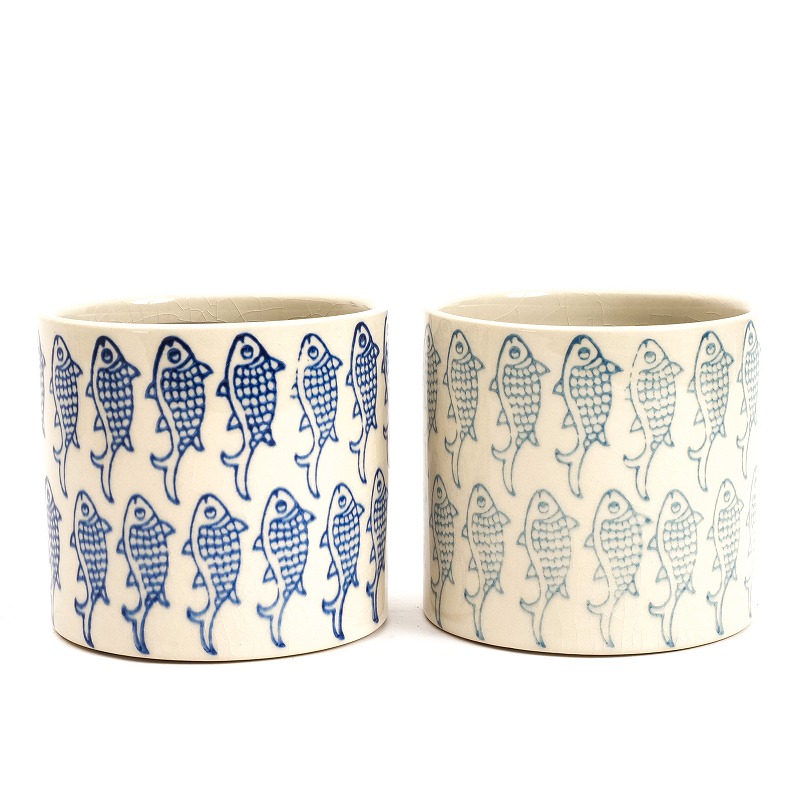 サカナスタンプセラミックプランター 植木鉢 4.5号鉢｜マライカ公式通販