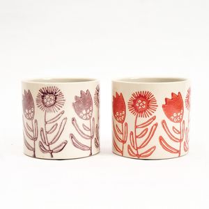 フラワースタンプセラミックプランター 植木鉢 3.5号鉢｜マライカ公式通販