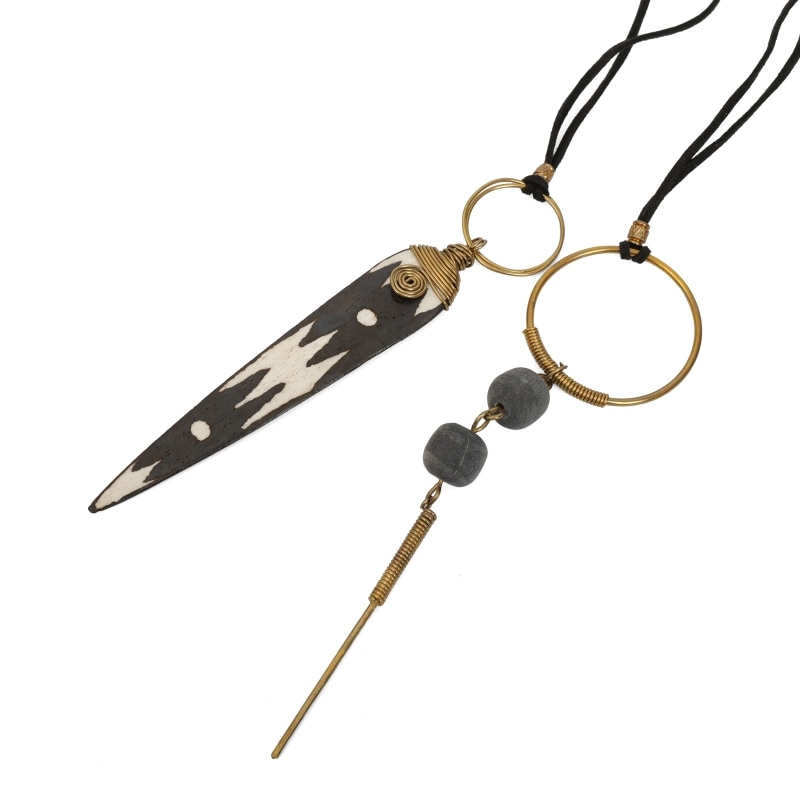 ボーン・ホーン×ブラスネックレス【メール便可】　ケニア