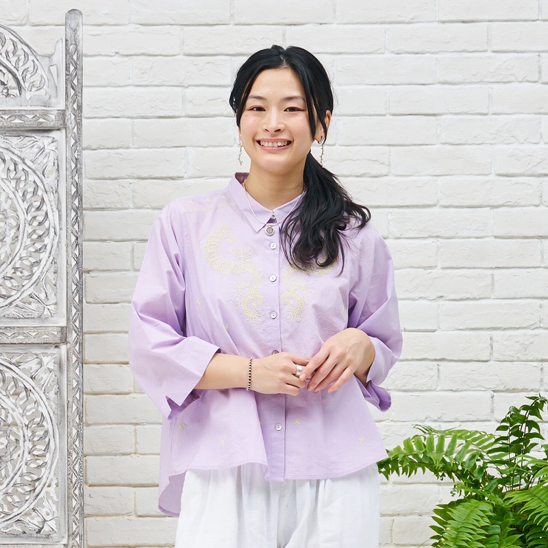 【予約販売】　オリエンタル刺繍ブラウス　6月入荷予定