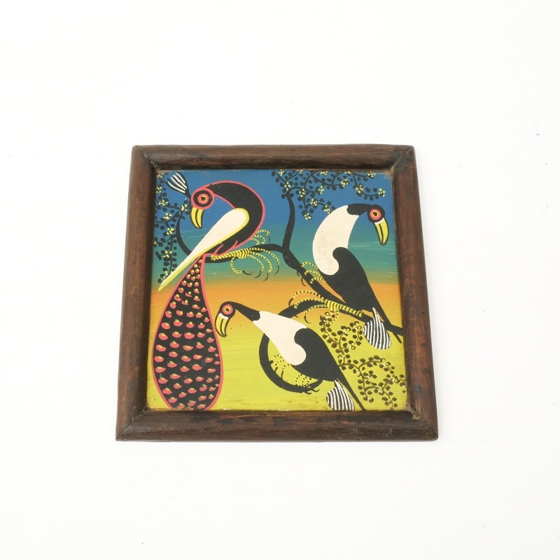 ティンガティンガ 絵 額縁付き ティンガティンガ アフリカのやさしい風景【送料1500円込】タンザニア