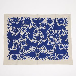 アンティークイタリア ブラットレース刺繍マット 神話の人物と男鹿と鳥 森林 古典 オトミ刺繍タペストリー 95cm×71cm｜マライカ公式通販