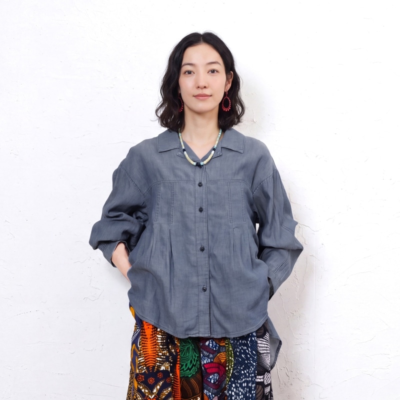【WEB限定品】　シアーデニムオープンカラーシャツ