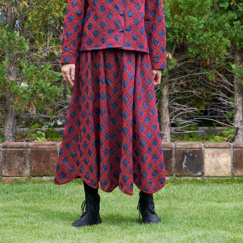 デニムクロス刺繍スカート