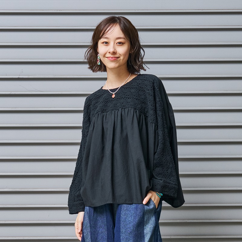【予約販売】　コットン無地×レースプルオーバー　10月入荷予定