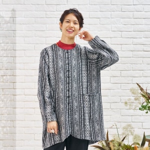 予約販売】 コットンストライプジャガードブラウス 11月入荷予定