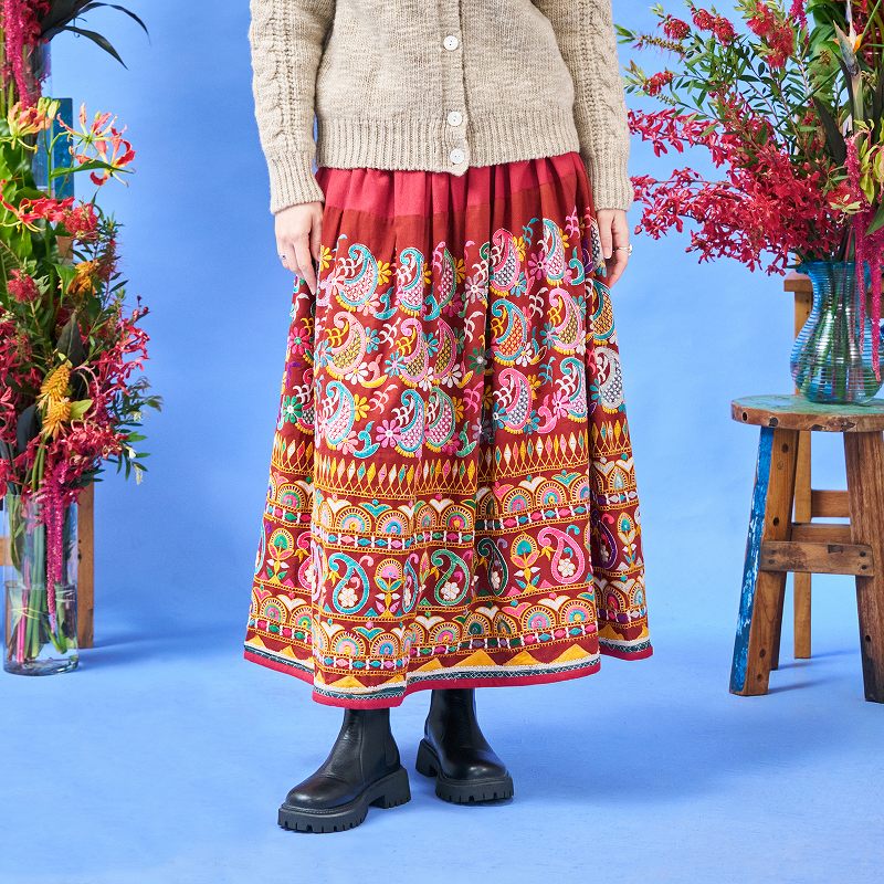【予約販売】　刺繍布スカート　12月入荷予定