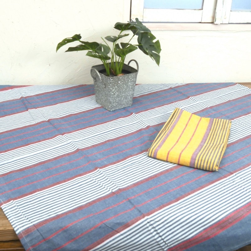 ストライプ ファインイタワクロス 110cm×110cm　マルチクロス　【メール便可】　インド