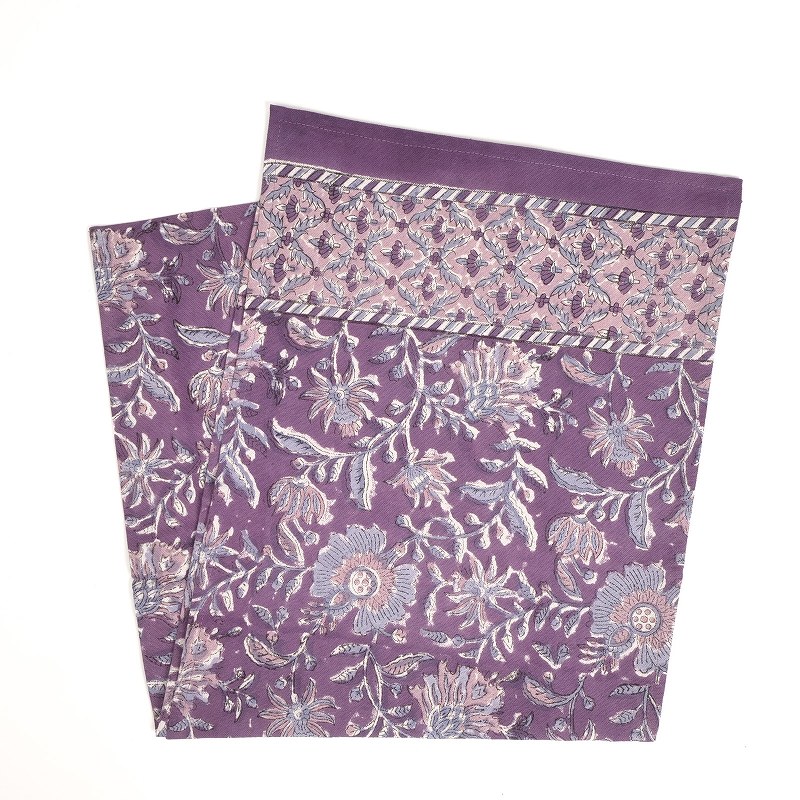 サンガネールブロックプリントテーブルランナー 30cm×150cm 【メール便