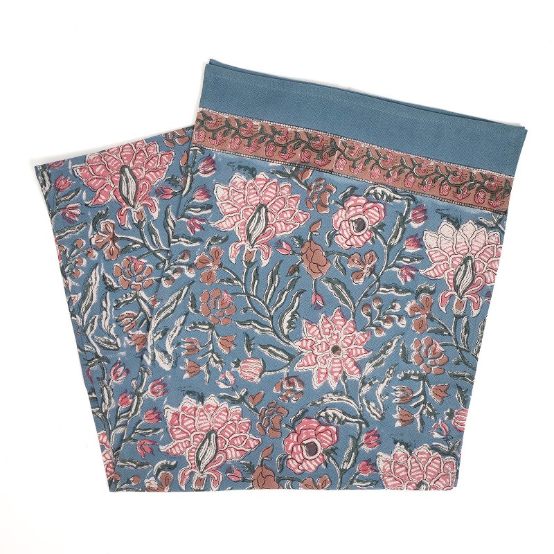 サンガネールブロックプリントテーブルランナー 30cm×150cm 【メール便