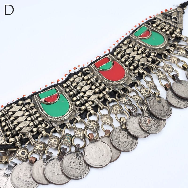 クチ族トライバル チョーカー 黄色ビーズ刺繍 象嵌トルコ石 アフガン クチ族トライバル チョーカー 黄色ビーズ刺繍 象嵌トルコ石 アフガン