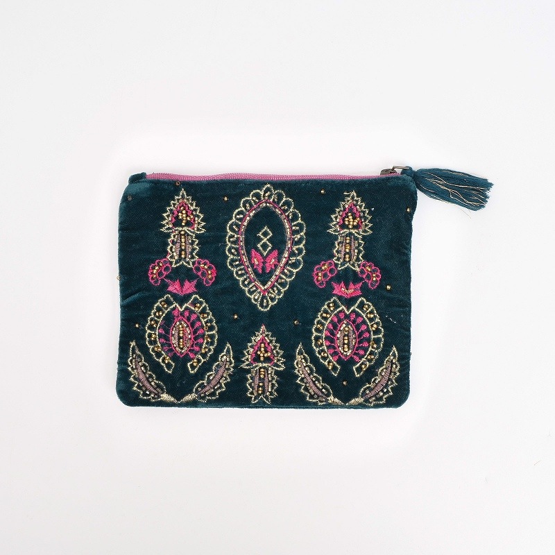 ビーズ刺繍ミニポーチ 別珍【メール便可】｜マライカ公式通販
