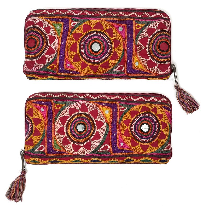 希少！バンジャラ族刺繍長財布&ハンドバッグ　ミラー付き 希少！バンジャラ族刺繍長財布&ハンドバッグ ミラー付き