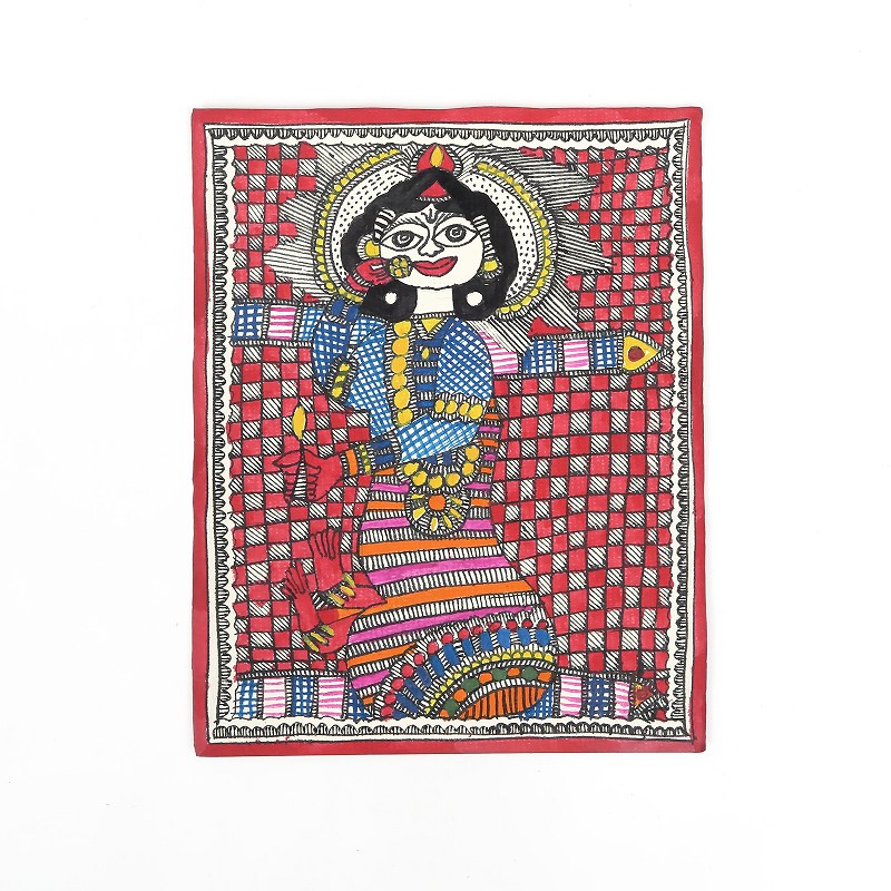 マドゥバニ（ミティラー）ペイント ＜神話・伝承＞ 14cm×19cm【メール