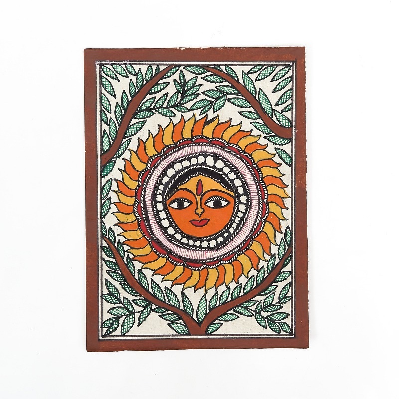 マドゥバニ（ミティラー）ペイント ＜神話・伝承＞ 14cm×19cm【メール