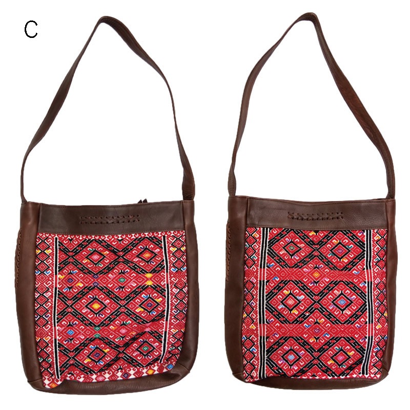 ララインサール布×レザーショルダーバッグ｜マライカ公式通販