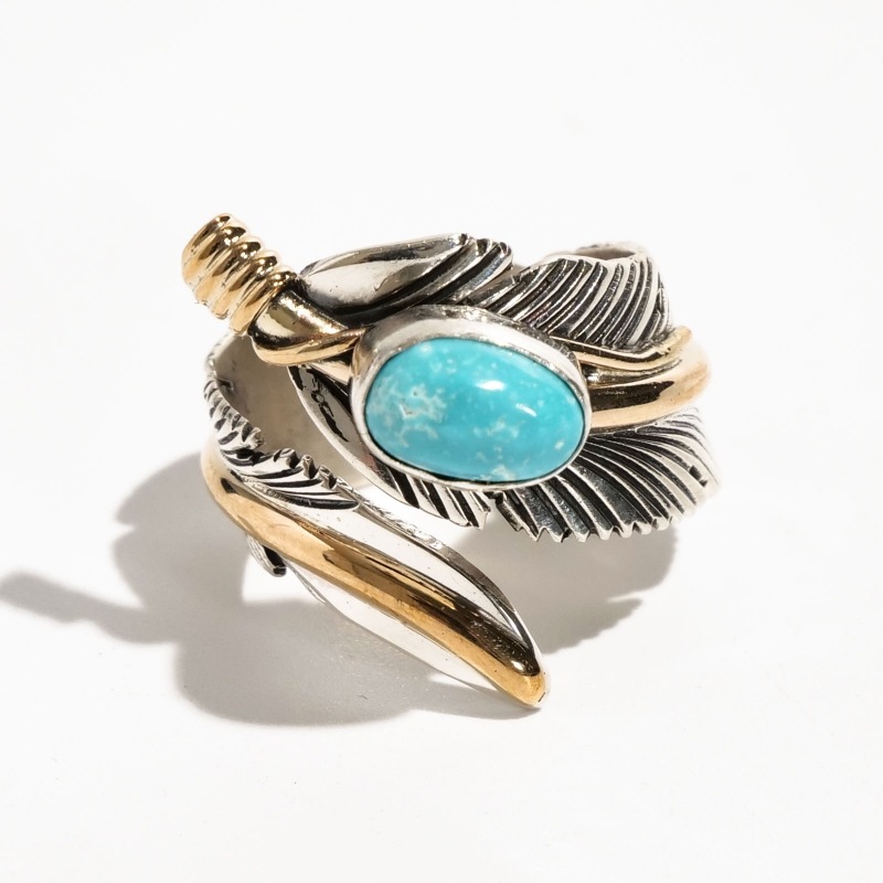 ハーヴィーメイス　キングマンターコイズフェザーリング ◇size ハーヴィーメイス 12KGF ターコイズ フェザーリング