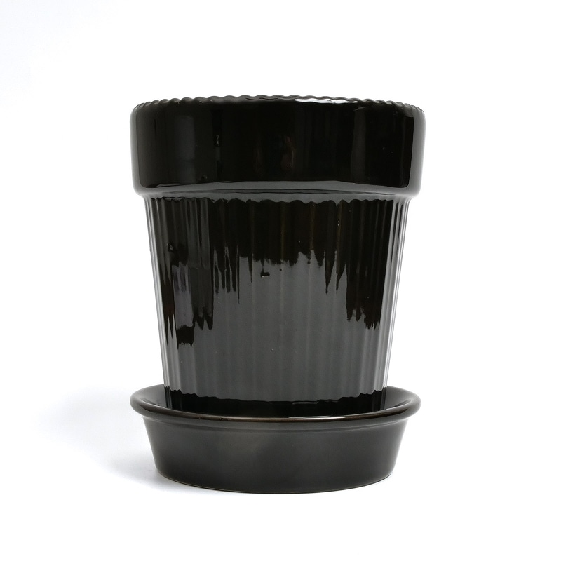 セラミックプランター L 白と黒 植木鉢｜マライカ公式通販