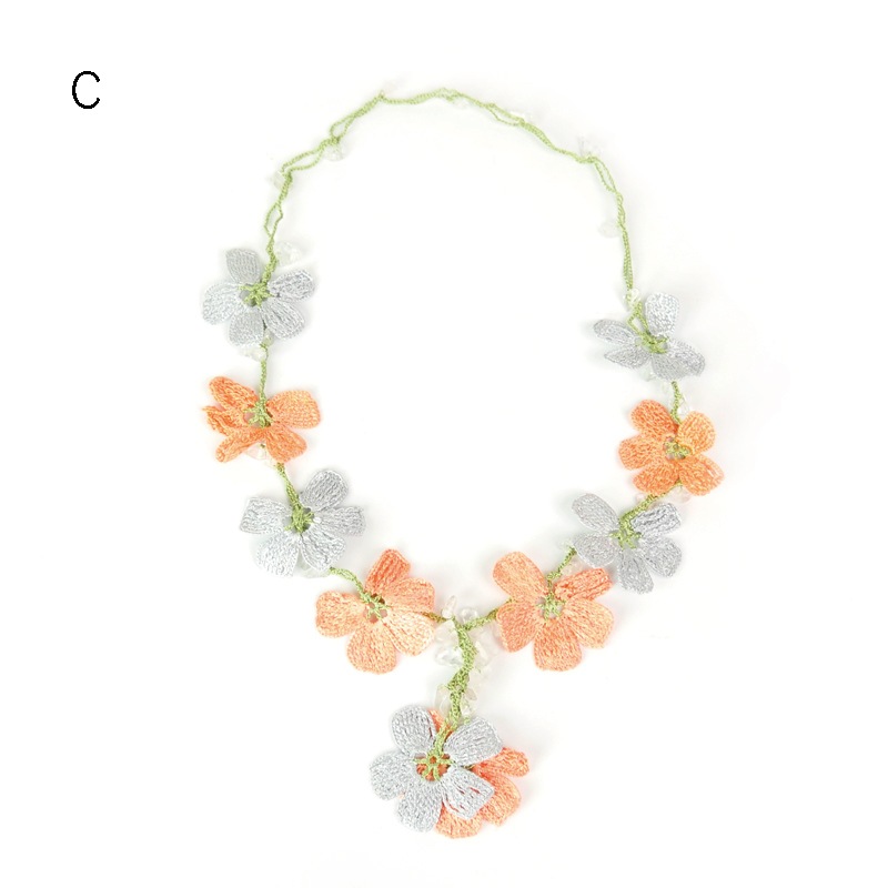 未使用】ネックレス お花&天使モチーフ 布 レース 未使用】ネックレス お花&天使モチーフ 布 レース