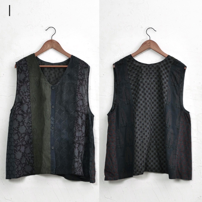 手織りパッチワークノースリーブ パッチワークノースリーブブラウス 【メール便可】｜マライカ公式通販