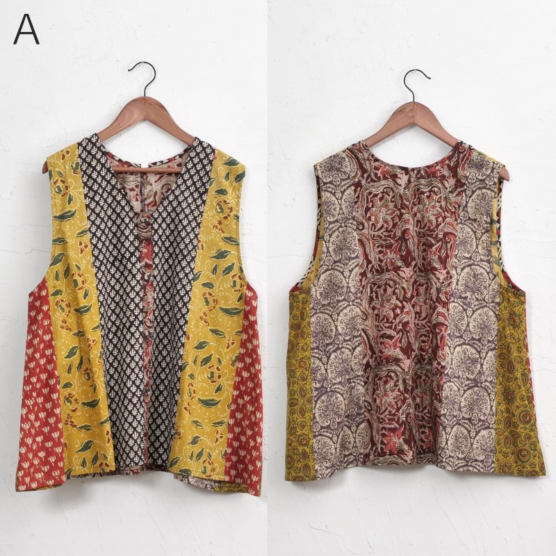 手織りパッチワークノースリーブ パッチワークノースリーブブラウス 【メール便可】｜マライカ公式通販