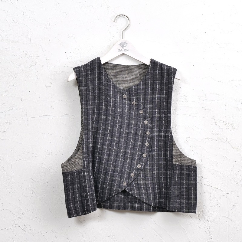 2種チェック多ボタンベスト N｜マライカ公式通販
