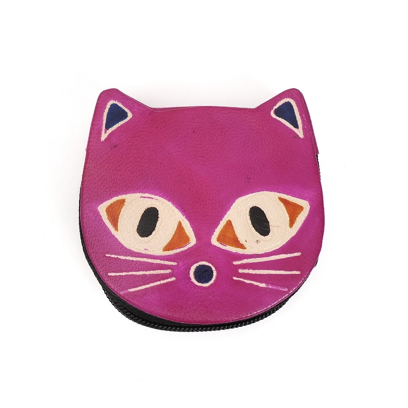 山羊革ジップコインパース ネコ 【メール便可】｜マライカ公式通販