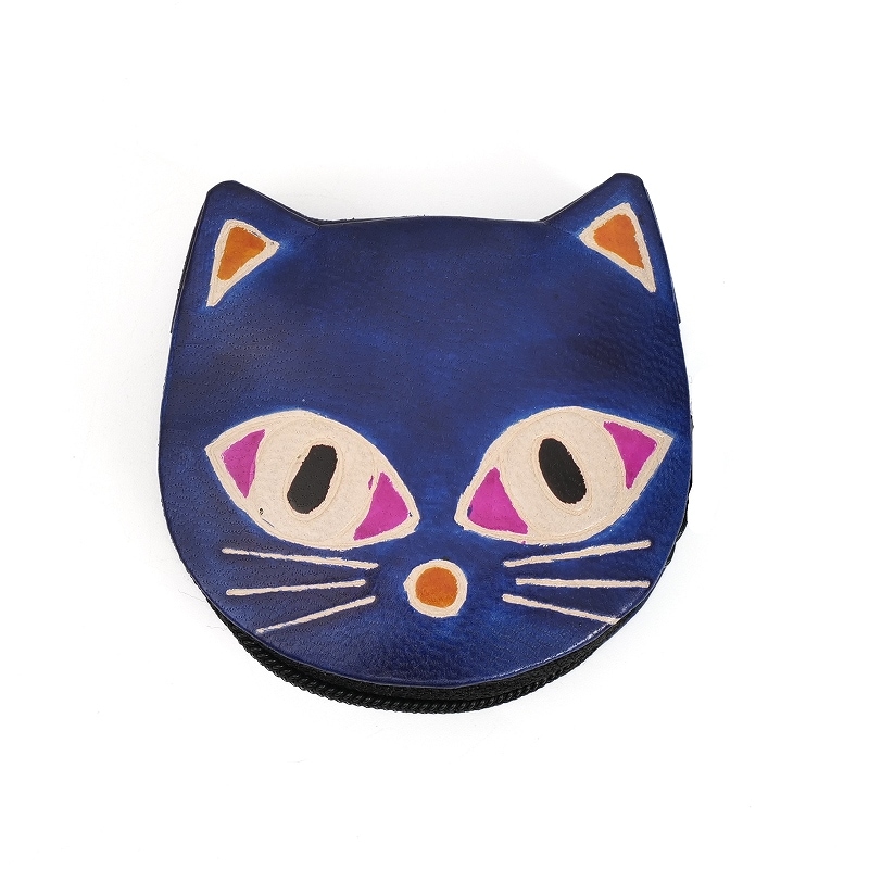 山羊革ジップコインパース ネコ 【メール便可】｜マライカ公式通販