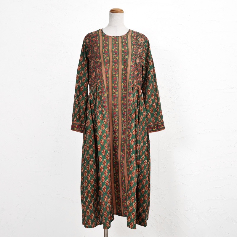 まあ☆新品！ふりふ ストライプ フラワープリント ノースリーブワンピース 窓辺の花ジャカード×ストライプノースリーブワンピース（ノースリーブ