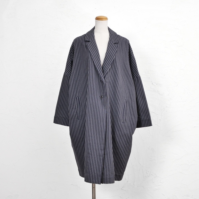 50%OFF コットンストライプテーラードコート｜マライカ公式通販