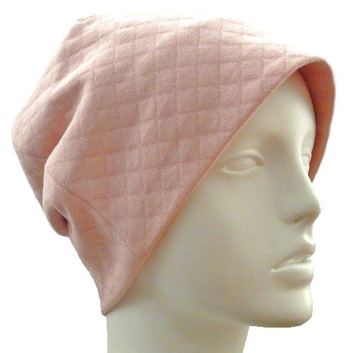 【抗がん剤治療】【医療用帽子】【ケア帽子】 ルースコットンキャップ：キルトピンク【小さめサイズ】
