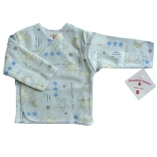 【未熟児】【低出生体重児】【早産児】【NICU】用 ベビー服： 長袖トップス ウィッシュブルー