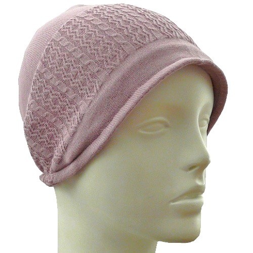 【抗がん剤治療】【医療用帽子】【ケア帽子】 おでこに跡がつかないニット：ピンク