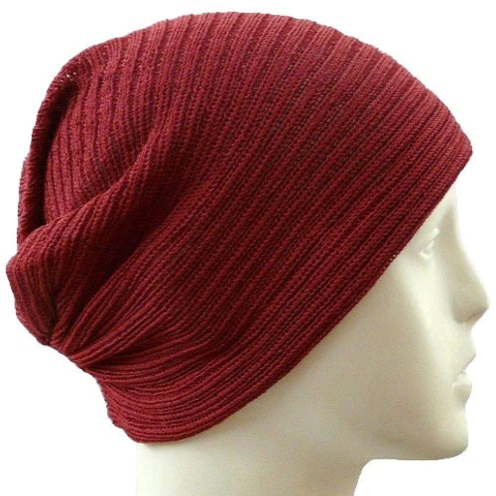 【抗がん剤治療】【医療用帽子】【ケア帽子】 大杉ニットルームキャップ：２型 エンジ